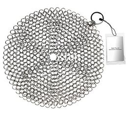 China Stainless Steel 316 Wire Mesh Curtain Cast Iron Pan Chainmail Scrubber Round Shape supplier