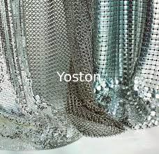 China Silver / Golden Wire Mesh Curtain Aluminum Metallic Sequined Fabrics Multi Shape supplier