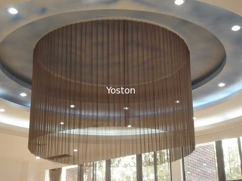 Flame Resistant Wire Mesh Curtain Chain Link Fabrics Coil Drapery