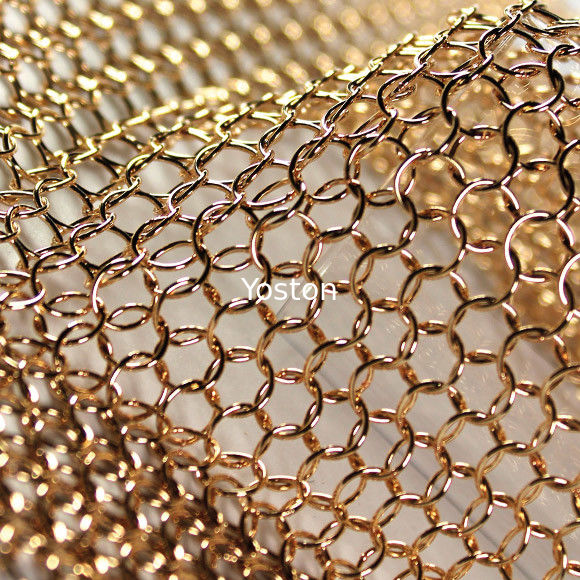 Bronze Color Chain Mail Ring Metal Mesh Curtain Panels For Space