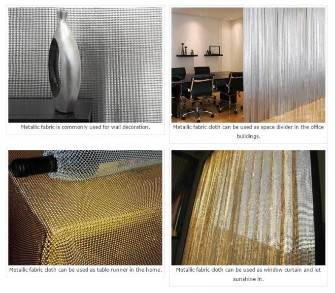 Silver / Golden Wire Mesh Curtain Aluminum Metallic Sequined Fabrics Multi Shape
