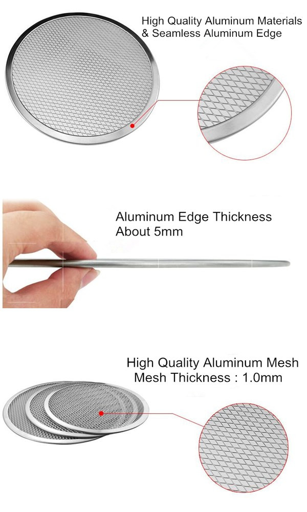 Durable 16 Inch Pizza Mesh Screen Metal Tray Seamless Aluminum Rim FDA Certificated 