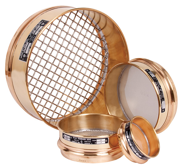ASTM 8 " Brass Wire Mesh Sieve Precision Frame Anti High Temperature Long Using Life