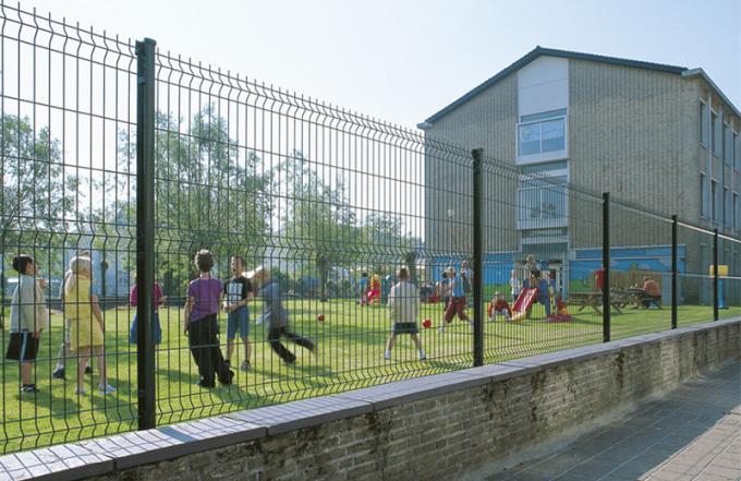 Folding Curved PVC Coated Steel Wire Fencing , Heavy Gauge Wire Fence Panels For School