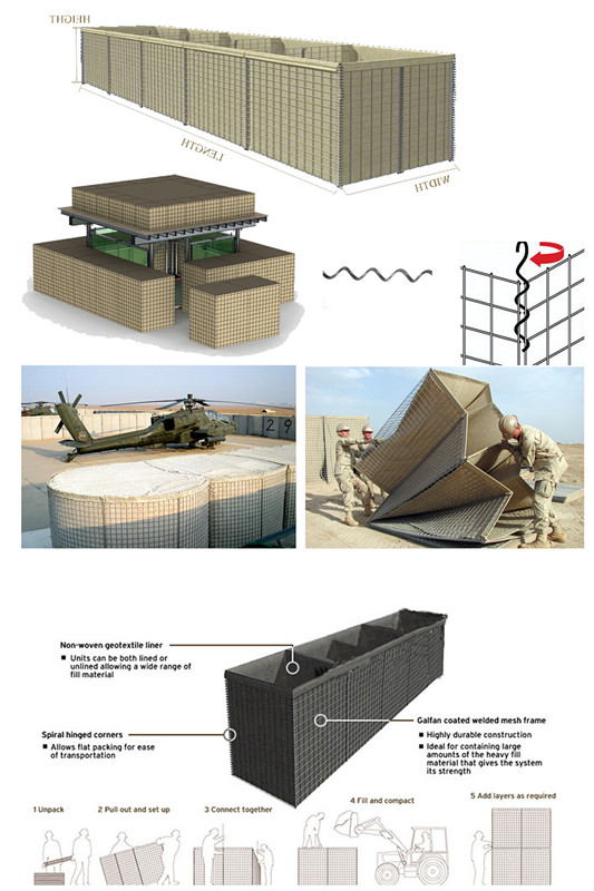 Heavy Duty Hesco Defensive Barriers Bunker , Sand Filled Barriers Long Service Life