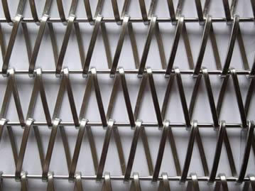 Conveyor belt mesh with 3.2mm flat spiral wire and with straight rod wire.